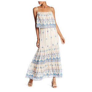 Joie Sorne B Silk Blend Printed Ruffle Maxi Dress